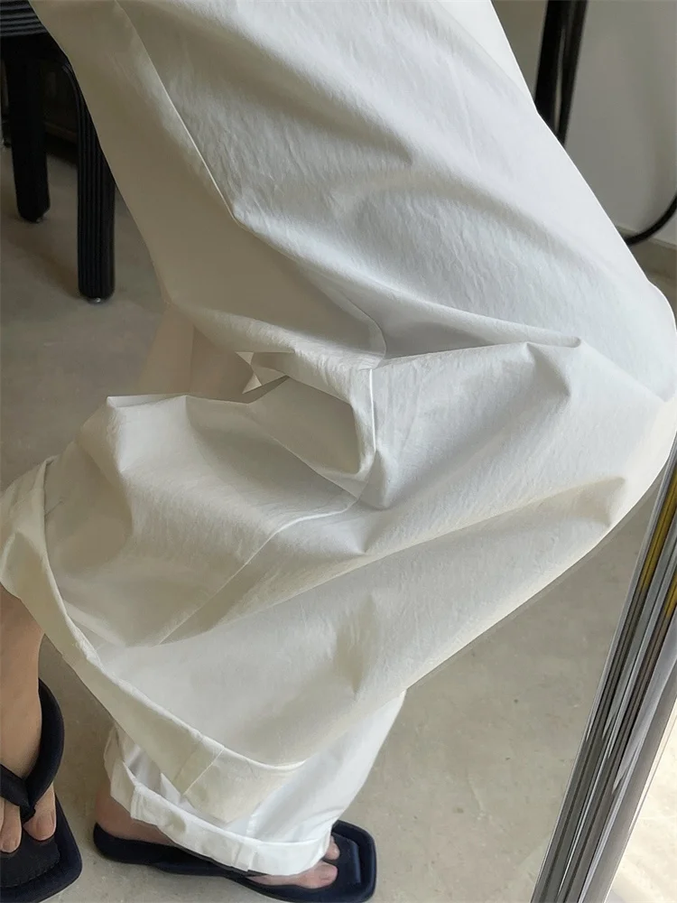 HanOrange 2026 Summer Fashion Simple High Waist Wide Leg Pants Women Loose Thin Casual Silhouette Trousers Female Vintage