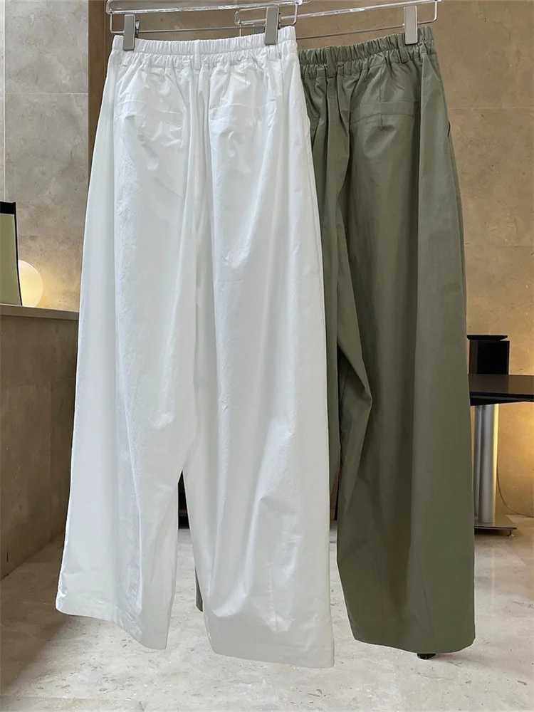 HanOrange 2026 Summer Fashion Simple High Waist Wide Leg Pants Women Loose Thin Casual Silhouette Trousers Female Vintage