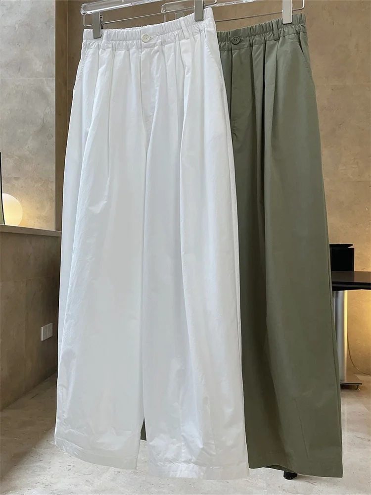 HanOrange 2026 Summer Fashion Simple High Waist Wide Leg Pants Women Loose Thin Casual Silhouette Trousers Female Vintage