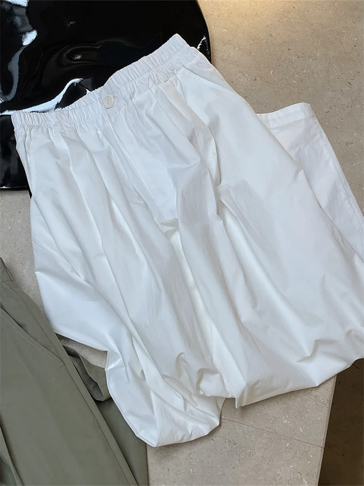 HanOrange 2026 Summer Fashion Simple High Waist Wide Leg Pants Women Loose Thin Casual Silhouette Trousers Female Vintage