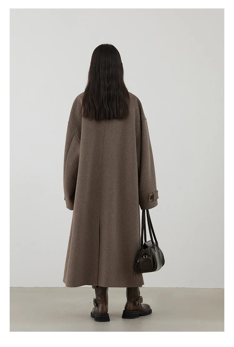 CHIC VEN Women Long Woolen Coats Single Breasted Loose Stand Collar Cow Horn Buttoned Office Ladies Overcoat Autumn Winter 2026