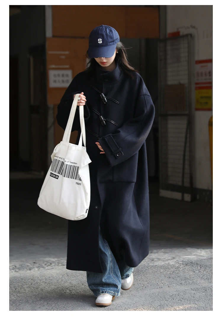 CHIC VEN Women Long Woolen Coats Single Breasted Loose Stand Collar Cow Horn Buttoned Office Ladies Overcoat Autumn Winter 2026
