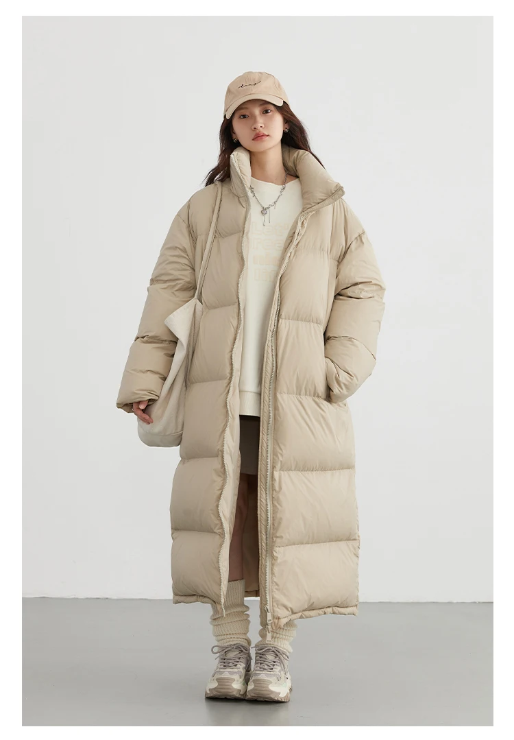 CHIC VEN Women Down Coats New Long Thick Warm Down Jackets Overcoat White Duck Down Loose Casual Jacket Autumn Winter 2023