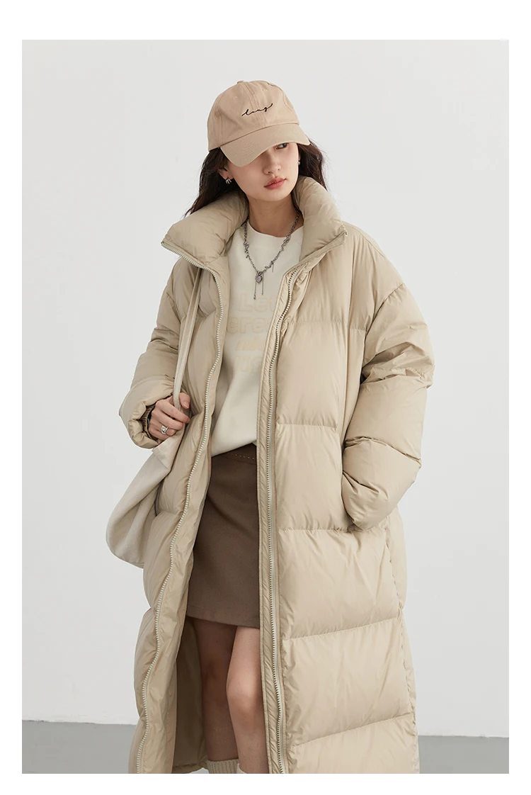 CHIC VEN Women Down Coats New Long Thick Warm Down Jackets Overcoat White Duck Down Loose Casual Jacket Autumn Winter 2023
