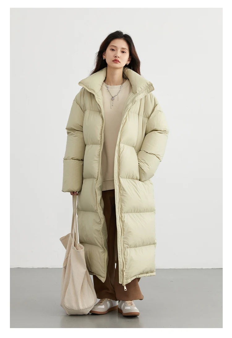 CHIC VEN Women Down Coats New Long Thick Warm Down Jackets Overcoat White Duck Down Loose Casual Jacket Autumn Winter 2023