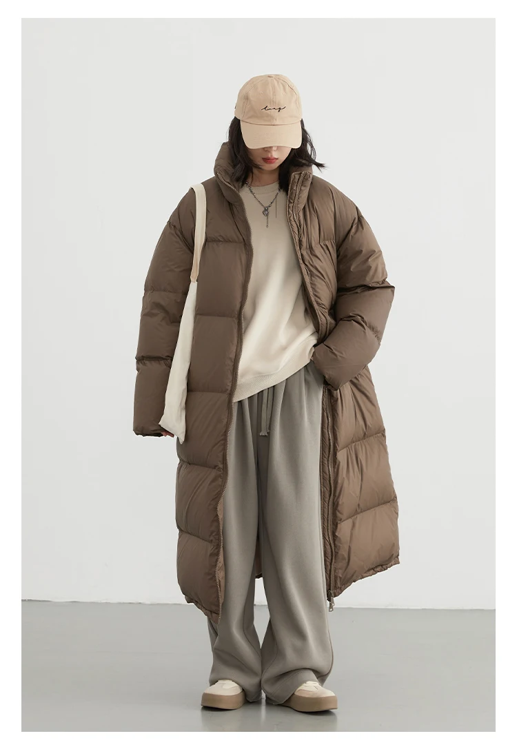 CHIC VEN Women Down Coats New Long Thick Warm Down Jackets Overcoat White Duck Down Loose Casual Jacket Autumn Winter 2023
