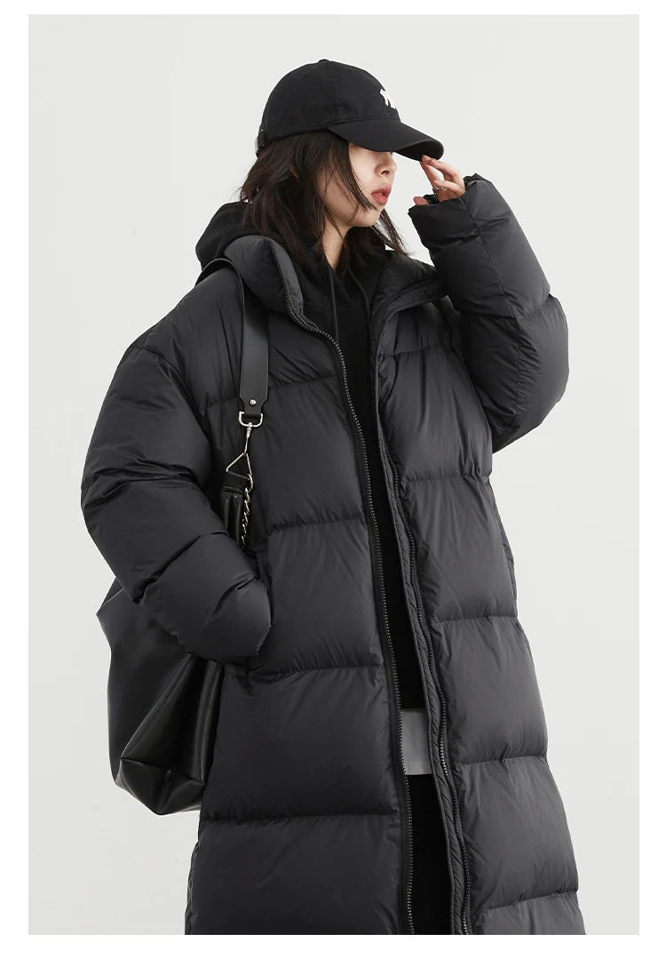 CHIC VEN Women Down Coats New Long Thick Warm Down Jackets Overcoat White Duck Down Loose Casual Jacket Autumn Winter 2023