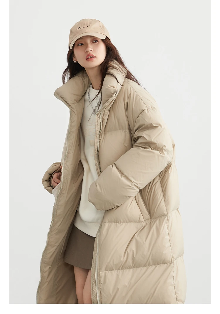 CHIC VEN Women Down Coats New Long Thick Warm Down Jackets Overcoat White Duck Down Loose Casual Jacket Autumn Winter 2023