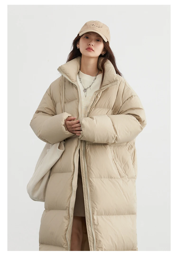 CHIC VEN Women Down Coats New Long Thick Warm Down Jackets Overcoat White Duck Down Loose Casual Jacket Autumn Winter 2023