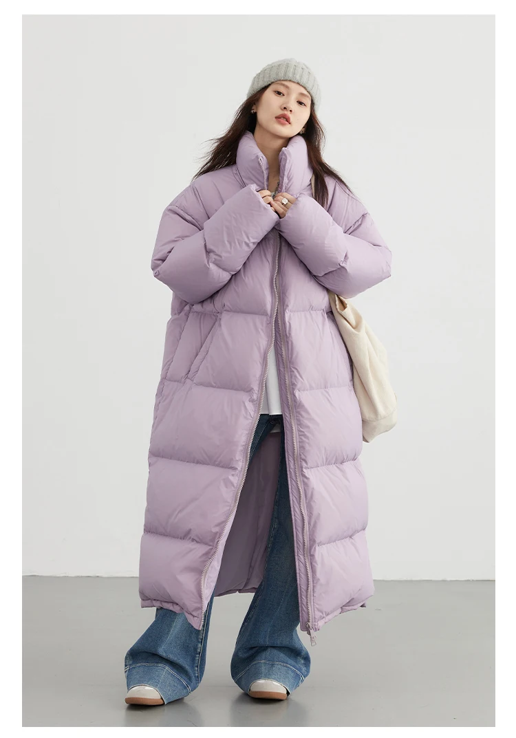 CHIC VEN Women Down Coats New Long Thick Warm Down Jackets Overcoat White Duck Down Loose Casual Jacket Autumn Winter 2023