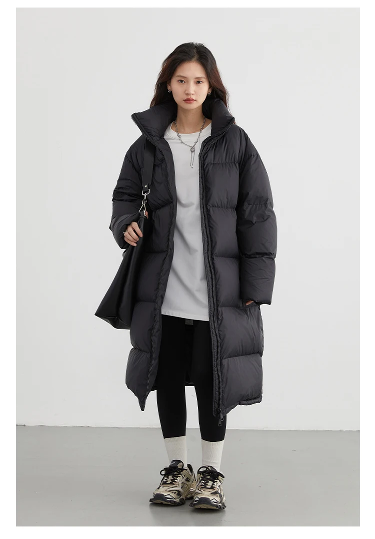 CHIC VEN Women Down Coats New Long Thick Warm Down Jackets Overcoat White Duck Down Loose Casual Jacket Autumn Winter 2023