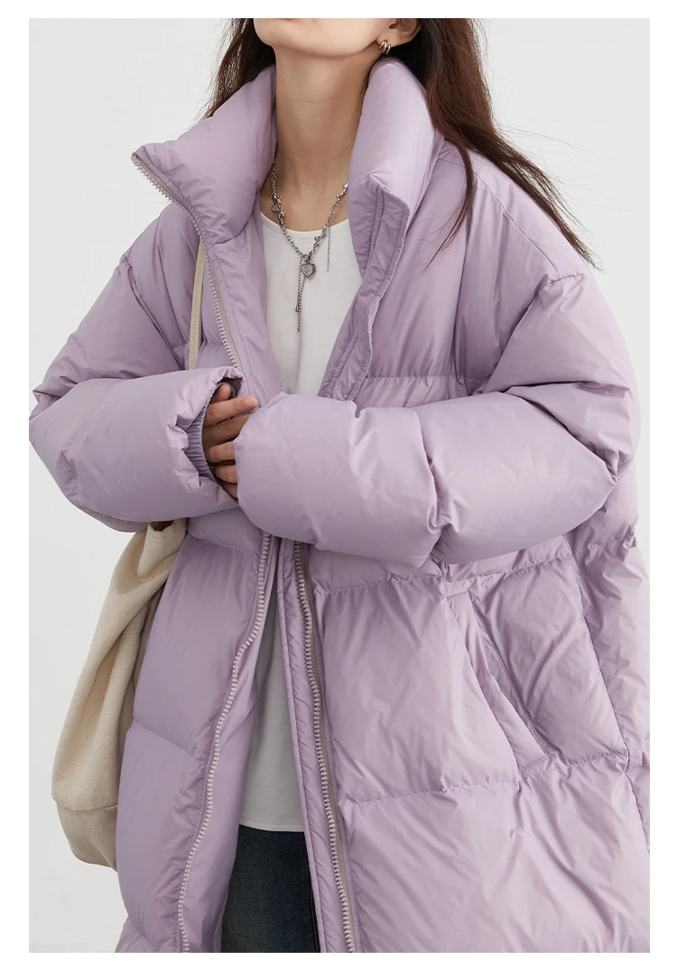 CHIC VEN Women Down Coats New Long Thick Warm Down Jackets Overcoat White Duck Down Loose Casual Jacket Autumn Winter 2023
