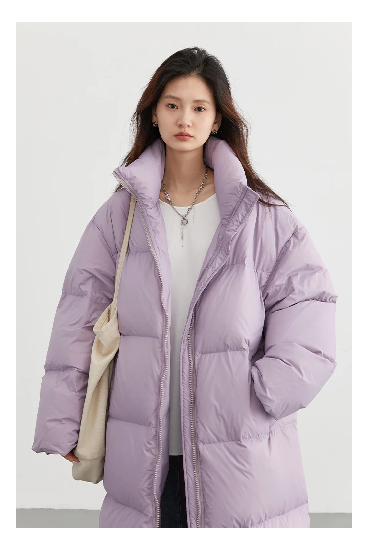 CHIC VEN Women Down Coats New Long Thick Warm Down Jackets Overcoat White Duck Down Loose Casual Jacket Autumn Winter 2023