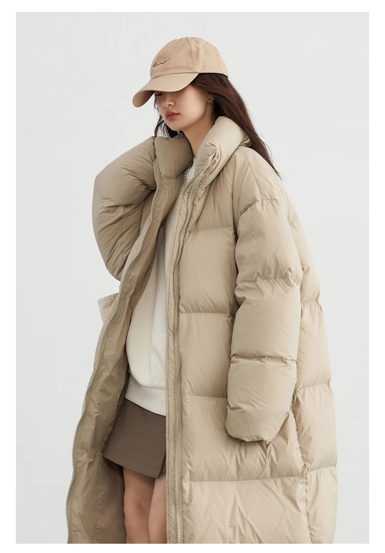 CHIC VEN Women Down Coats New Long Thick Warm Down Jackets Overcoat White Duck Down Loose Casual Jacket Autumn Winter 2023
