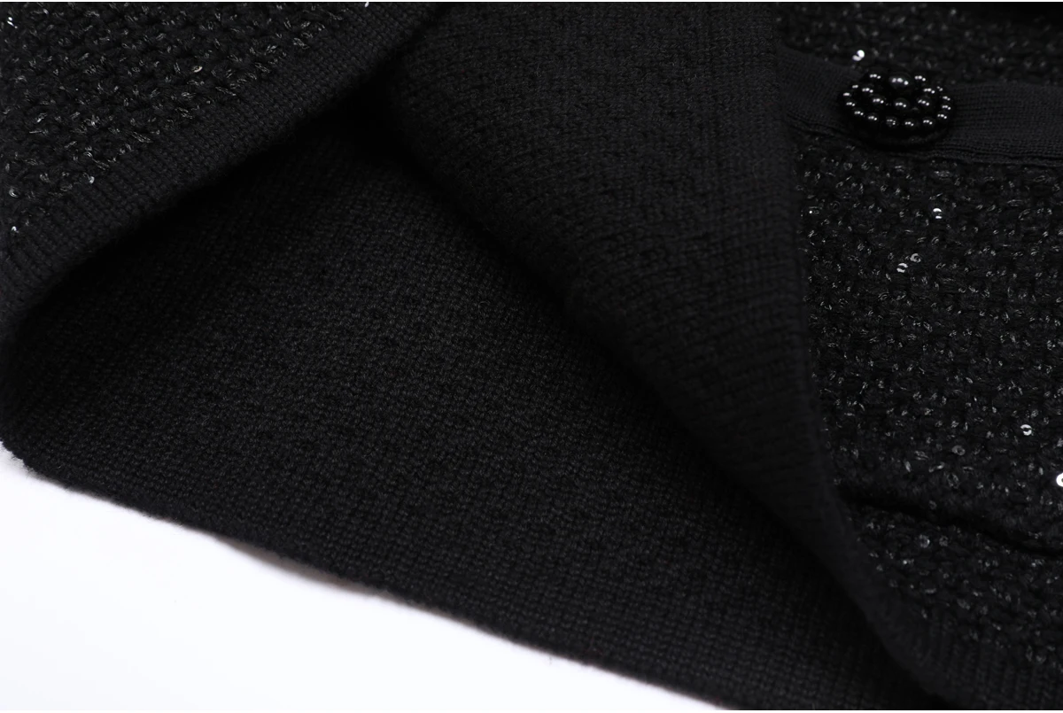 High Quality Spring And Autumn New Style Bright Silk Nail Bead Bow Belt Top Knitted Cardigan+half Skirt Slim Fit Women's Set