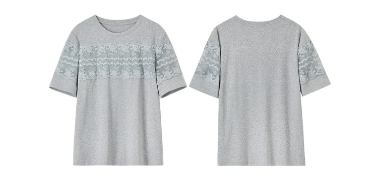 SENTUBILA Women's Knit T-shirt Lace Spliced High Quality Short Sleeve Tee 2026 New Collection Women Summer Top Clothes Q52TL1940