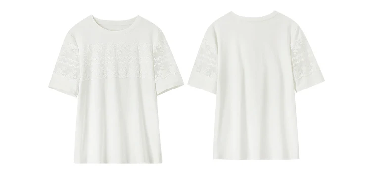 SENTUBILA Women's Knit T-shirt Lace Spliced High Quality Short Sleeve Tee 2026 New Collection Women Summer Top Clothes Q52TL1940