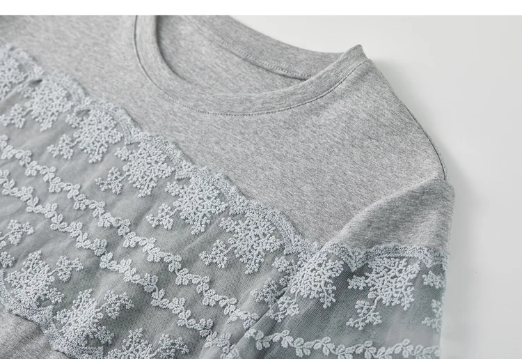 SENTUBILA Women's Knit T-shirt Lace Spliced High Quality Short Sleeve Tee 2026 New Collection Women Summer Top Clothes Q52TL1940