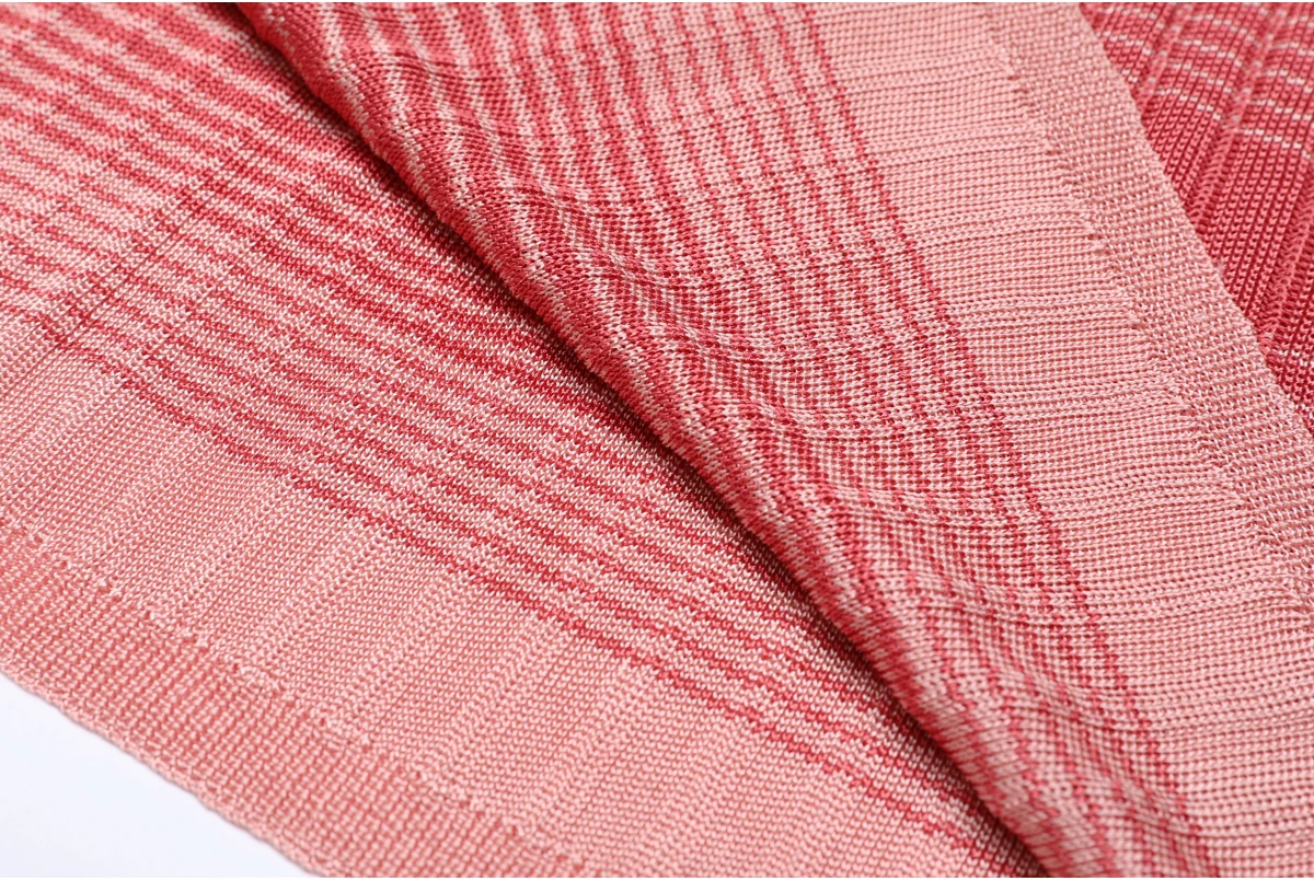 High Quality Spring And Autumn New Fashion Knitted Elastic Stripe Gradient Women's Cardigan+sleeveless Dress Women's Set