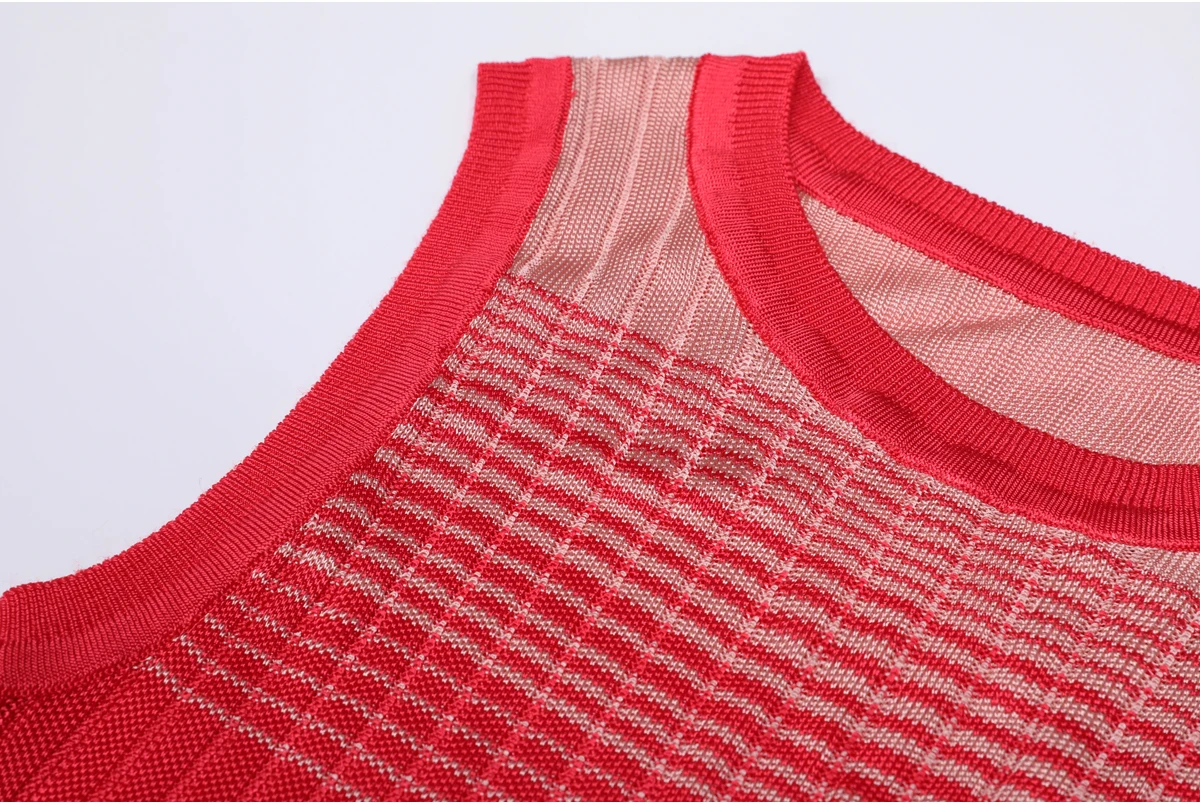 High Quality Spring And Autumn New Fashion Knitted Elastic Stripe Gradient Women's Cardigan+sleeveless Dress Women's Set