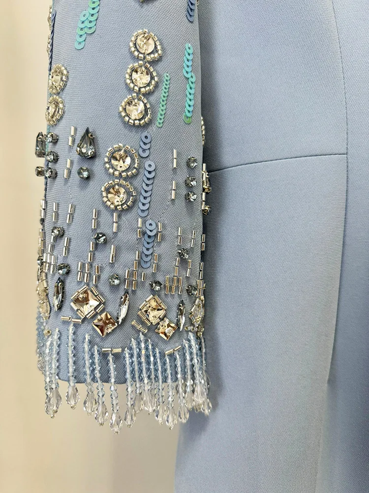 HIGH STREET Newest Fashion 2026 S/S Designer Vestido Women's Half Sleeve Stunning Beaded Long Maxi Dress