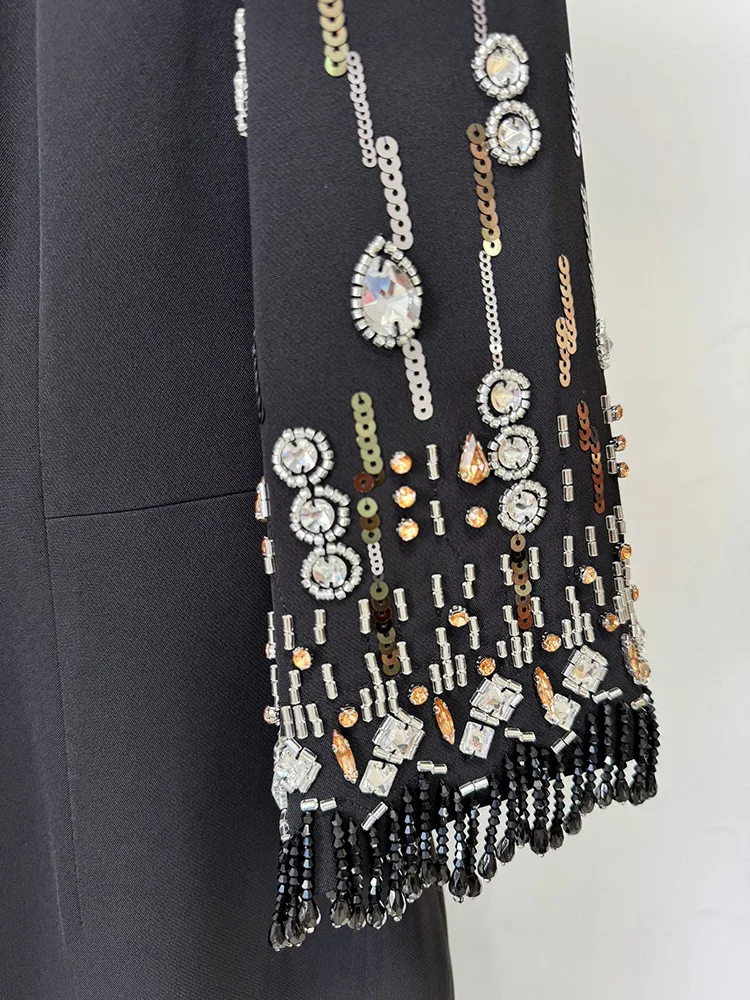 HIGH STREET Newest Fashion 2026 S/S Designer Vestido Women's Half Sleeve Stunning Beaded Long Maxi Dress