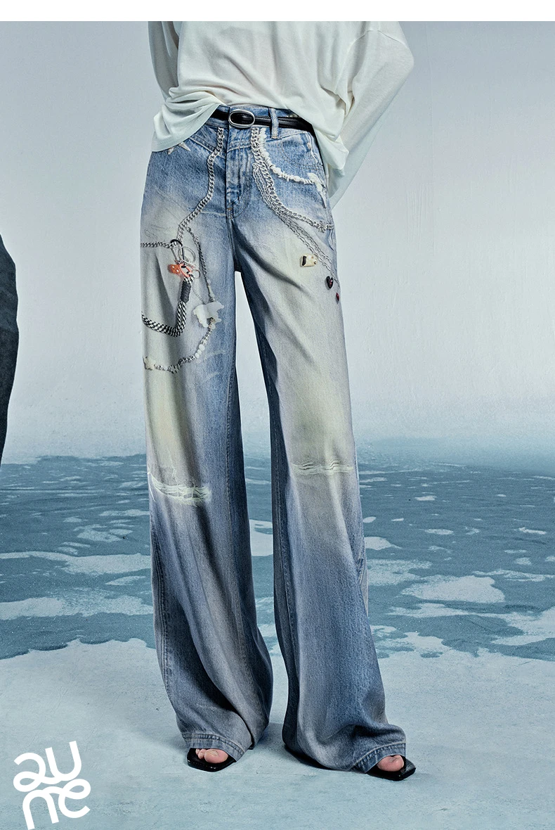 TOYOUTH Women Denim Jean 2025 Spring New Long Pants 8518053