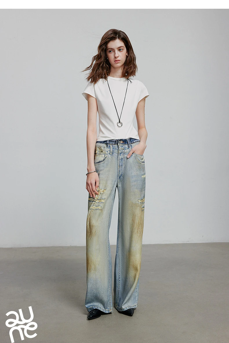 TOYOUTH Women Denim Jean 2025 Spring New Long Pants 8518053