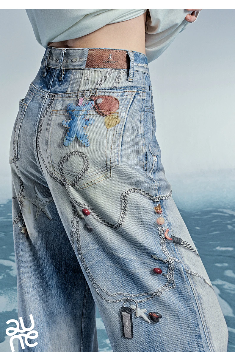TOYOUTH Women Denim Jean 2025 Spring New Long Pants 8518053
