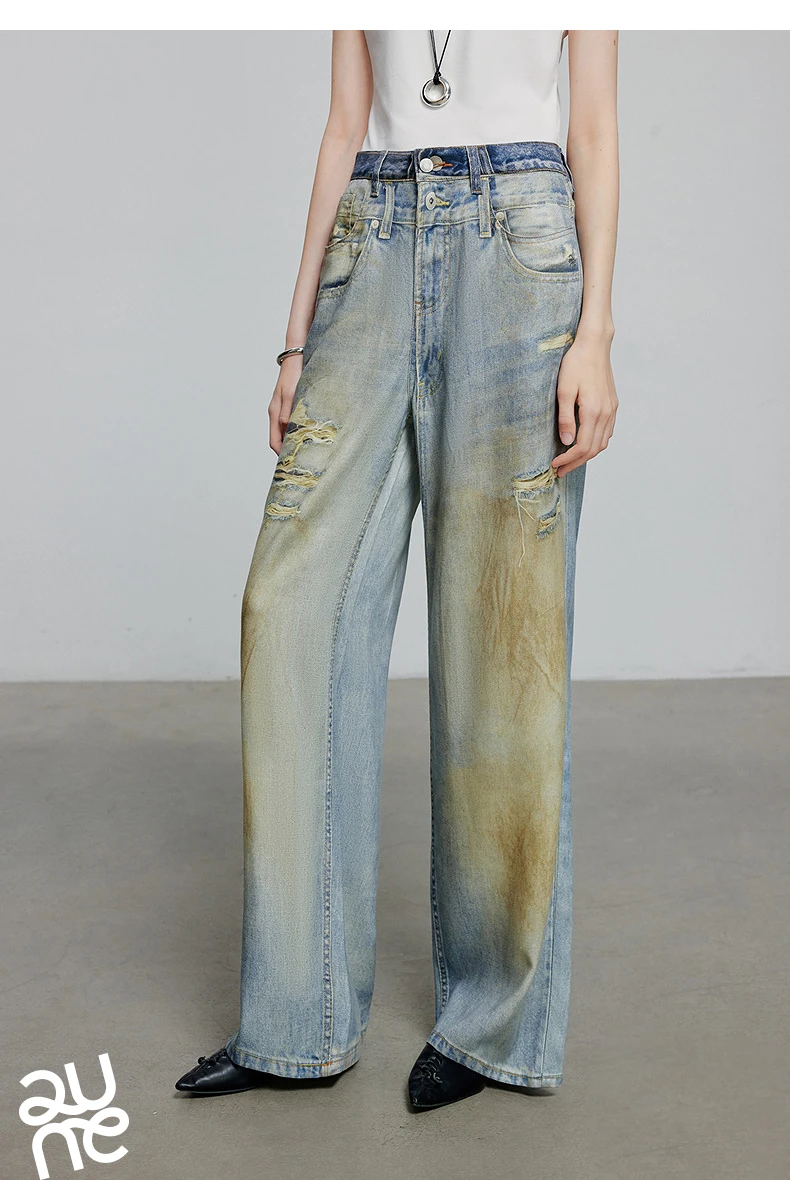 TOYOUTH Women Denim Jean 2025 Spring New Long Pants 8518053