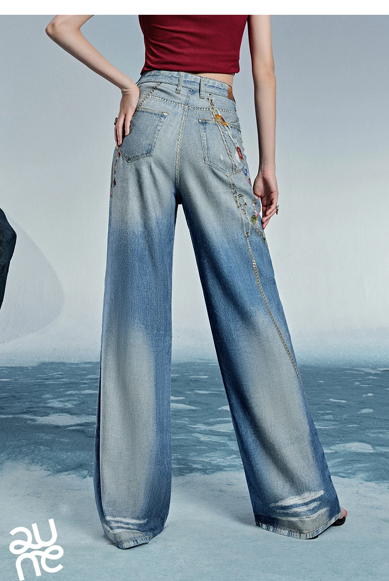 TOYOUTH Women Denim Jean 2025 Spring New Long Pants 8518053