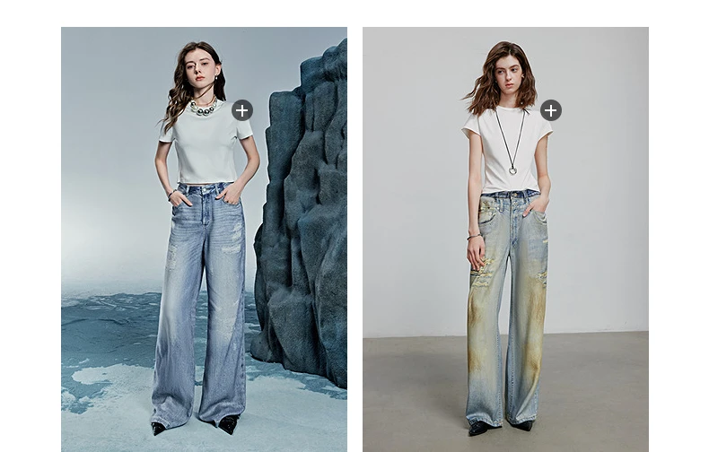 TOYOUTH Women Denim Jean 2025 Spring New Long Pants 8518053