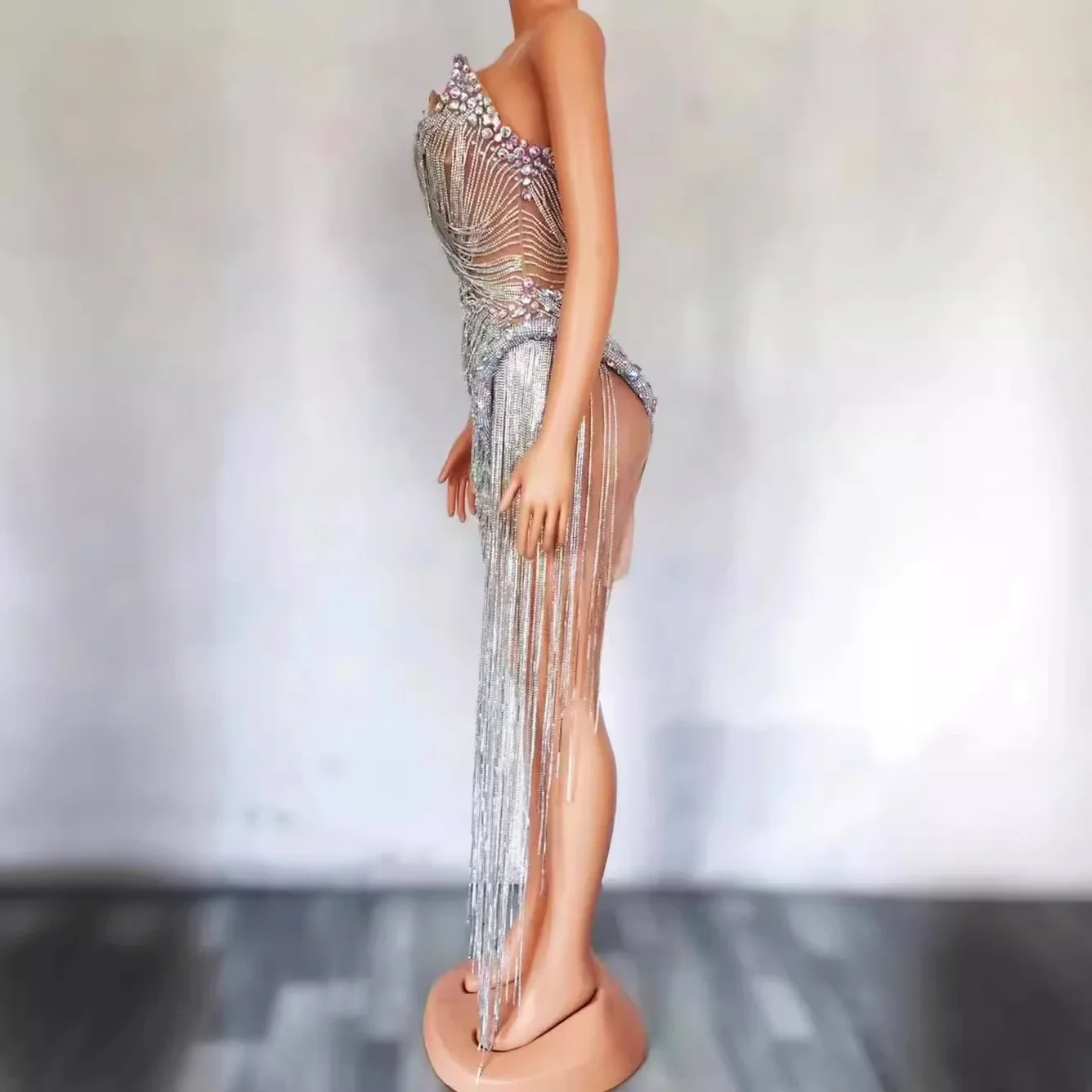 sexy rhinestone Wedding Party Dress Women's fashion Stage Costumes dress