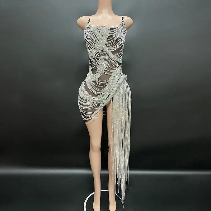 sexy rhinestone Wedding Party Dress Women's fashion Stage Costumes dress