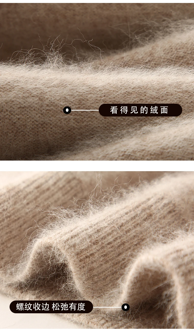 Autumn And Winter New 100% Pure Mink Cashmere Sweater Women's Pile Collar Pullover Slim Sweater Knitted Bottoming Shirt