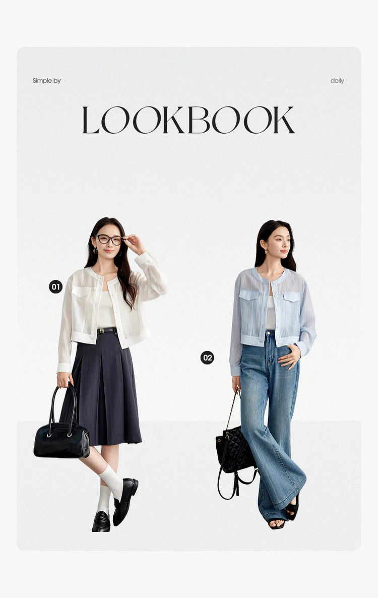 SENTUBILA Lyocell Women Shirt Shacket Single Breasted Long Sleeve Tops 2026 Spring Autumn Cropped Shirts & Blouses 151C57854