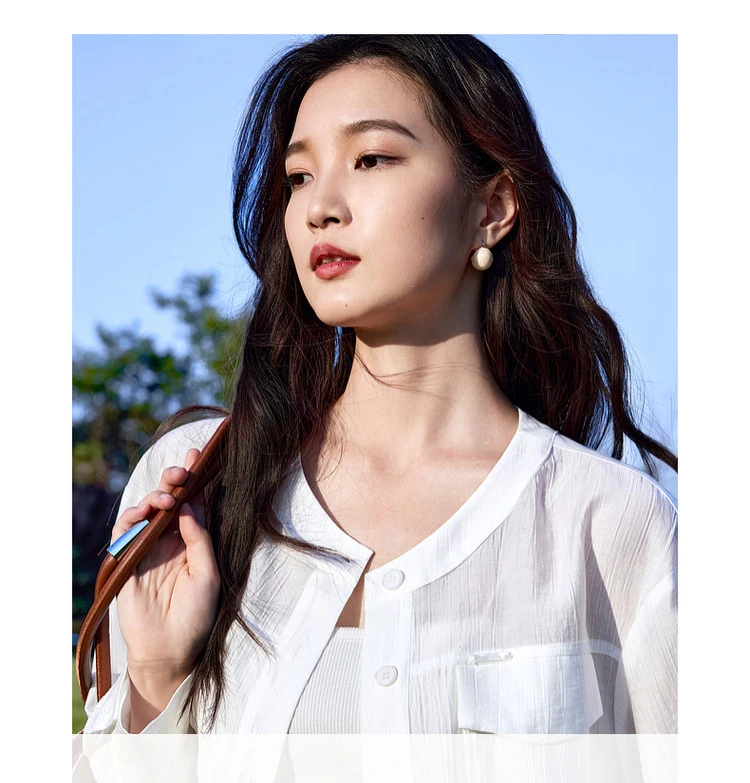 SENTUBILA Lyocell Women Shirt Shacket Single Breasted Long Sleeve Tops 2026 Spring Autumn Cropped Shirts & Blouses 151C57854