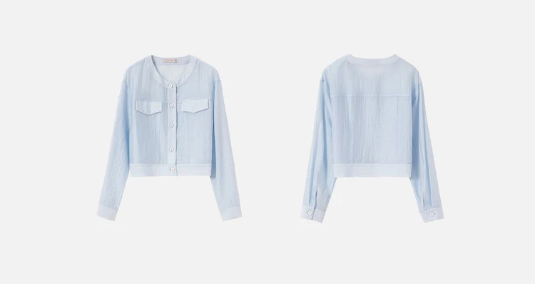 SENTUBILA Lyocell Women Shirt Shacket Single Breasted Long Sleeve Tops 2026 Spring Autumn Cropped Shirts & Blouses 151C57854