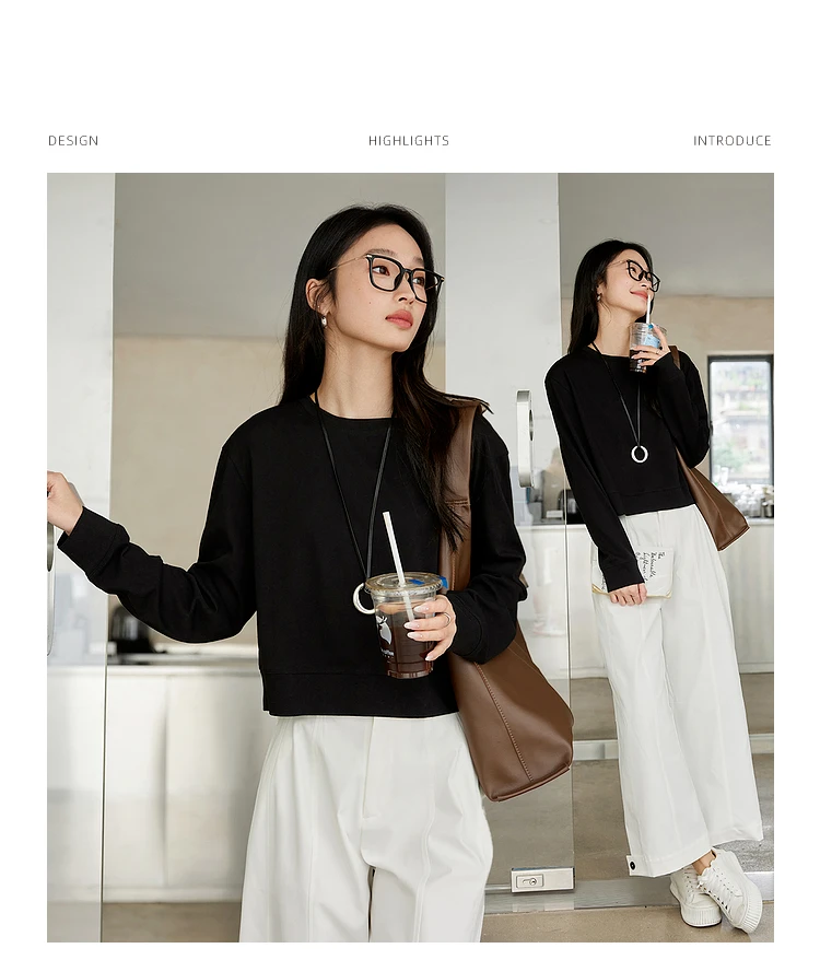 VIMLY Women's Cotton White Tees 2026 Spring Round Neck Pullover Long Sleeve T-shirt Casual Loose Tops for Woman Clothes A0712