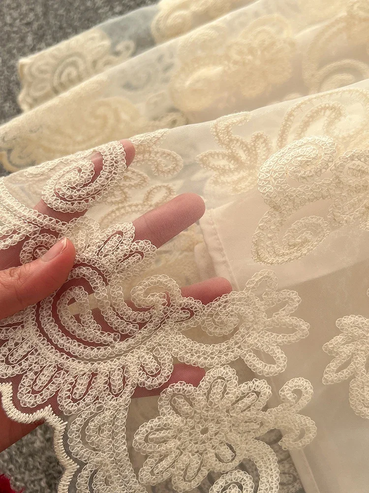 Spring Autumn European American Stand Up Collar Single Breasted Lace Dress Women Elegant Embroidery Large Swing Long Dress C205