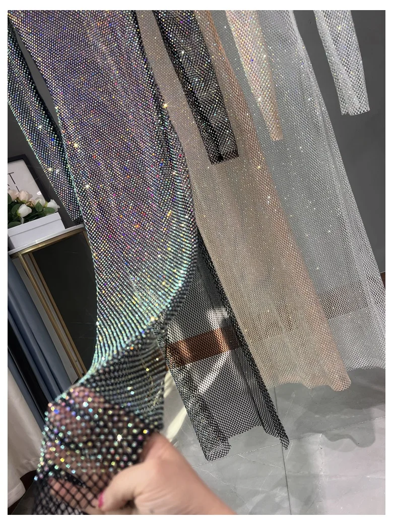 Club Apparel Sexy Rhinestone Dresses Long Sleeve Extra Diamond Dress