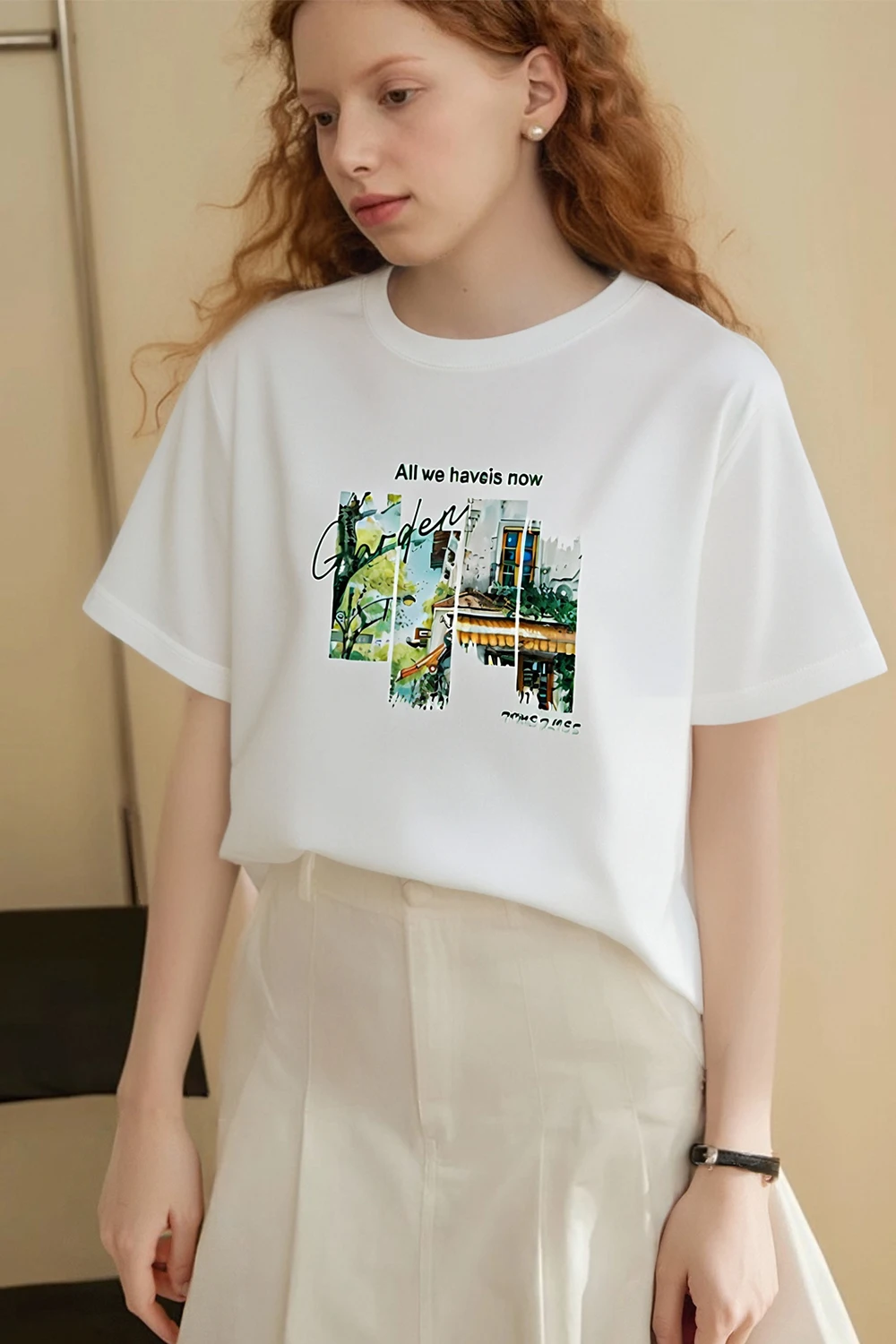VIMLY Pure Cotton Women's Graphic T-Shirt 2026 Summer Tee Shirt Ladies Short Sleeve T-shirt Loose Simple Printed Tops M9828