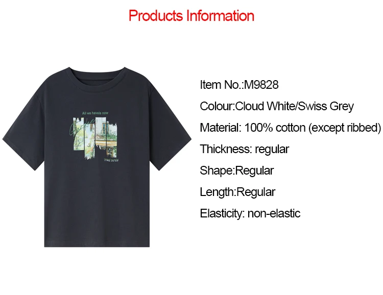 VIMLY Pure Cotton Women's Graphic T-Shirt 2026 Summer Tee Shirt Ladies Short Sleeve T-shirt Loose Simple Printed Tops M9828