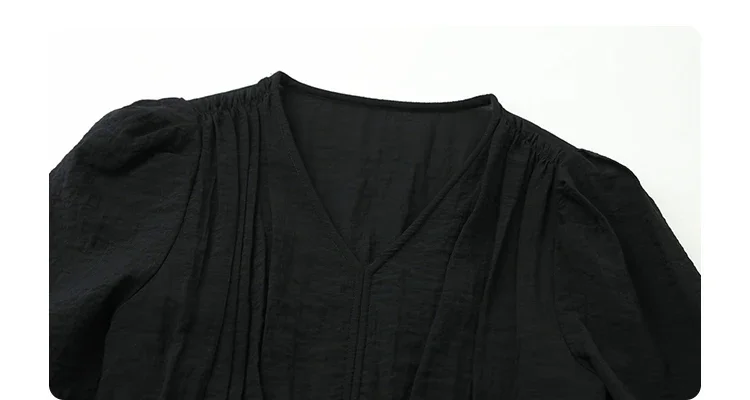 CHIC VEN Fashion Women Dresses Vintage V-neck Puff Sleeve Long Dress Solid White Loose Female Clothing Summer New 2026
