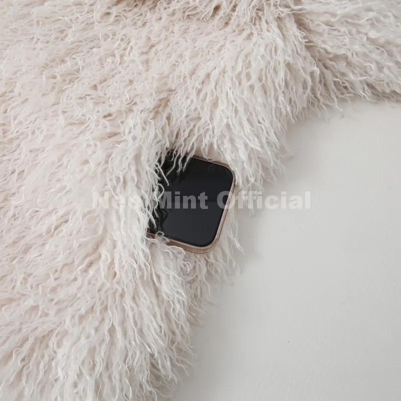 Neo Mint 2025 Winter Lulicore Fashion Brown Faux Fur Coat Women Chic Autumn Warm Fluffy Sheep Fur Jacket Big Fur Collar Overcoat
