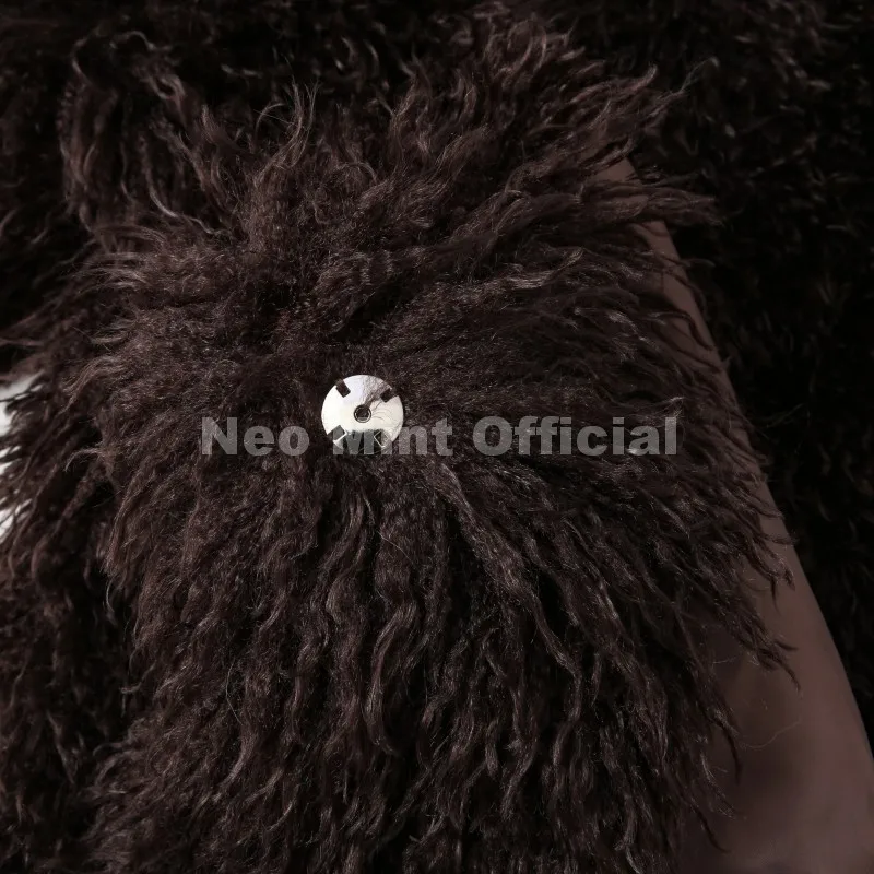 Neo Mint 2025 Winter Lulicore Fashion Brown Faux Fur Coat Women Chic Autumn Warm Fluffy Sheep Fur Jacket Big Fur Collar Overcoat