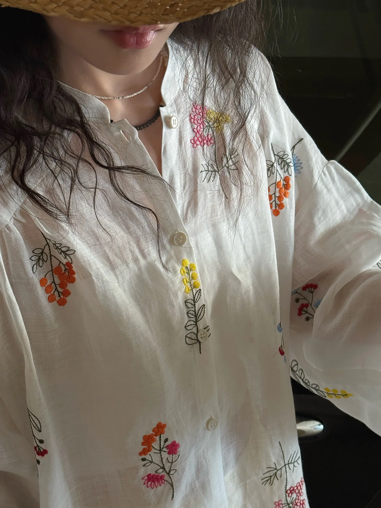 Women Summer Sexy Bohemian Blouses V-Neck Flower Embroidery Blouses Fashion Women Elegant White Tops Shirts