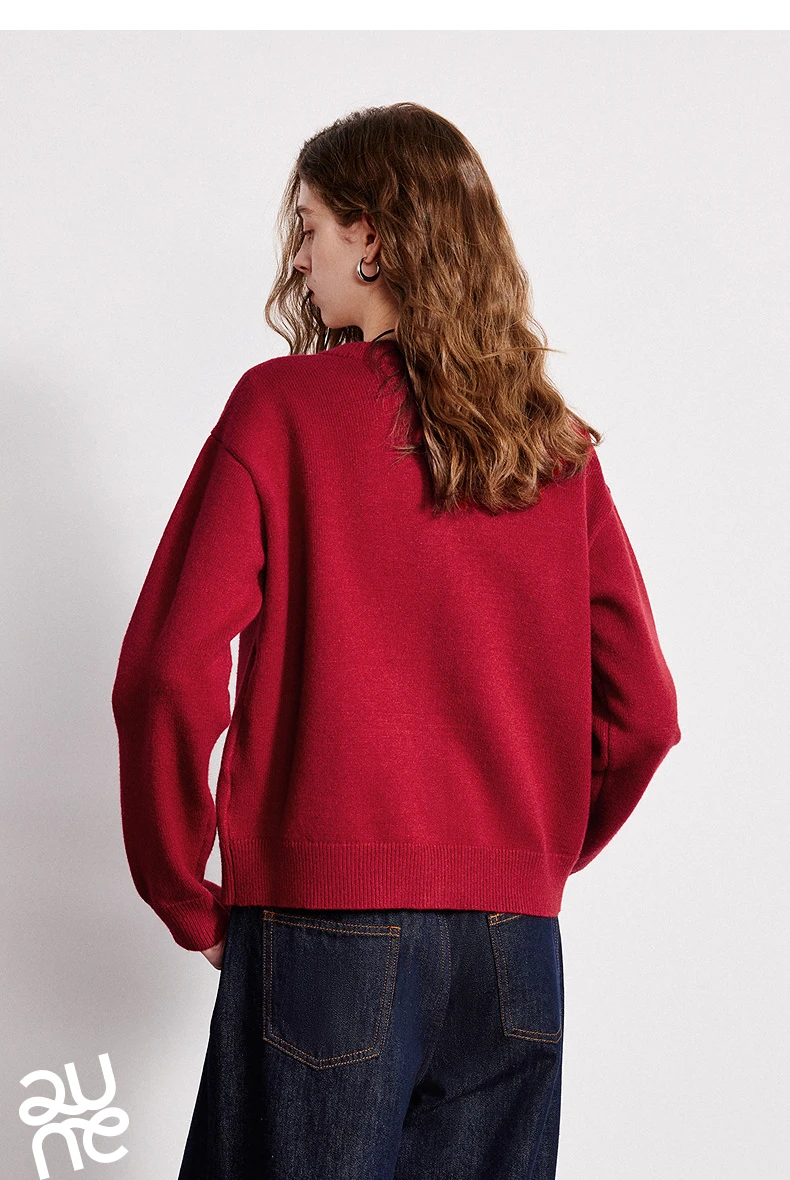 TOYOUTH Women Knitwear 2026 Spring New Crew Neck Cardigan Minimalist Intellectual Chill Tops