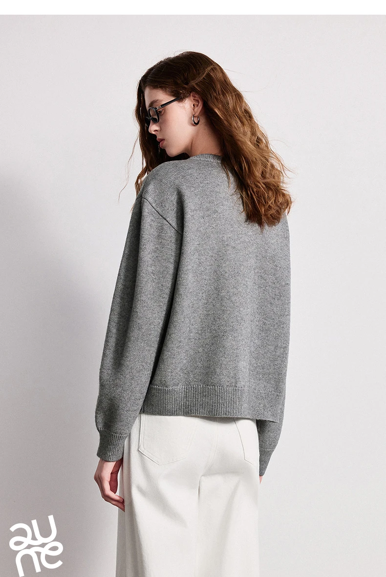 TOYOUTH Women Knitwear 2026 Spring New Crew Neck Cardigan Minimalist Intellectual Chill Tops
