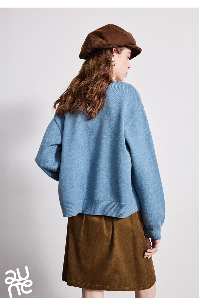 TOYOUTH Women Knitwear 2026 Spring New Crew Neck Cardigan Minimalist Intellectual Chill Tops